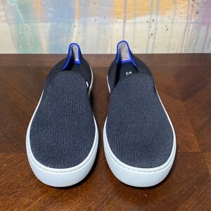 Rothy’s The Slip On Black Solid Knit Recycled Fabric  Sneaker  Women 7